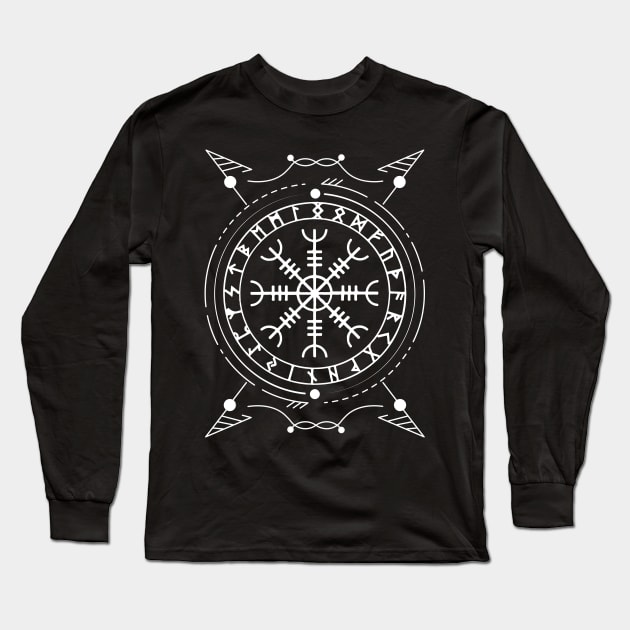 Helm of Awe - Aegishjalmur | Norse Pagan Symbol Long Sleeve T-Shirt by CelestialStudio